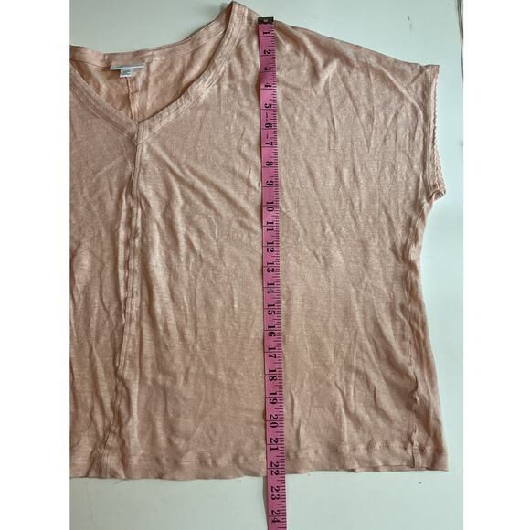 J. Jill Love Linen 100% Peachy Pink Linen Top 2X Cropped - Picture 4 of 7